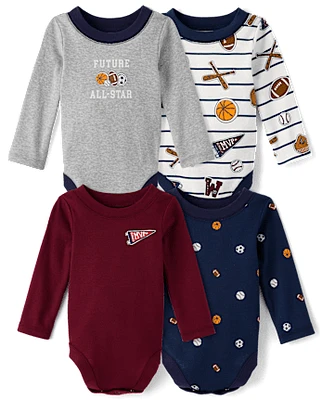 Baby Boys Sports Bodysuit 4-Pack