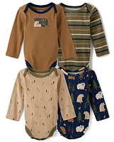 Baby Boys Bear Bodysuit 4-Pack