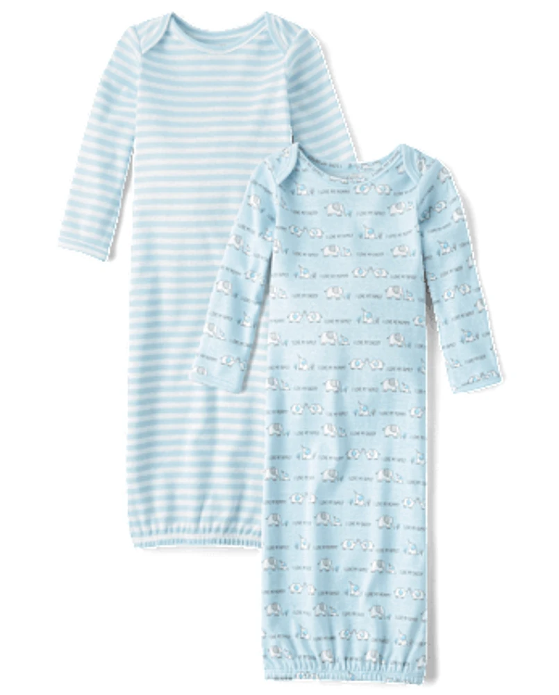 Baby Boys Striped Sleeper Gown 2-Pack