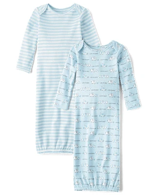 Baby Boys Striped Sleeper Gown 2-Pack