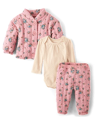 Baby Girls Floral 3-Piece Playwear Set