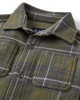 Kids Cozy Plaid Knit Button Up Shirt