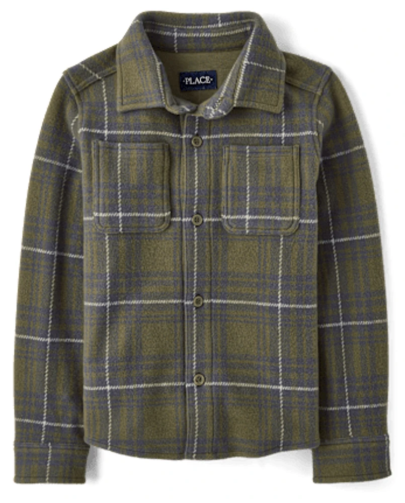 Chemise boutonnée en tricot à carreaux confortable pour enfants