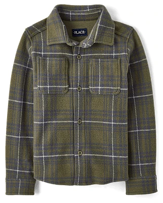 Chemise boutonnée en tricot à carreaux confortable pour enfants