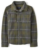 Chemise boutonnée en tricot à carreaux confortable pour enfants