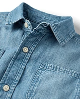 Kids Chambray Utility Button Up Shirt