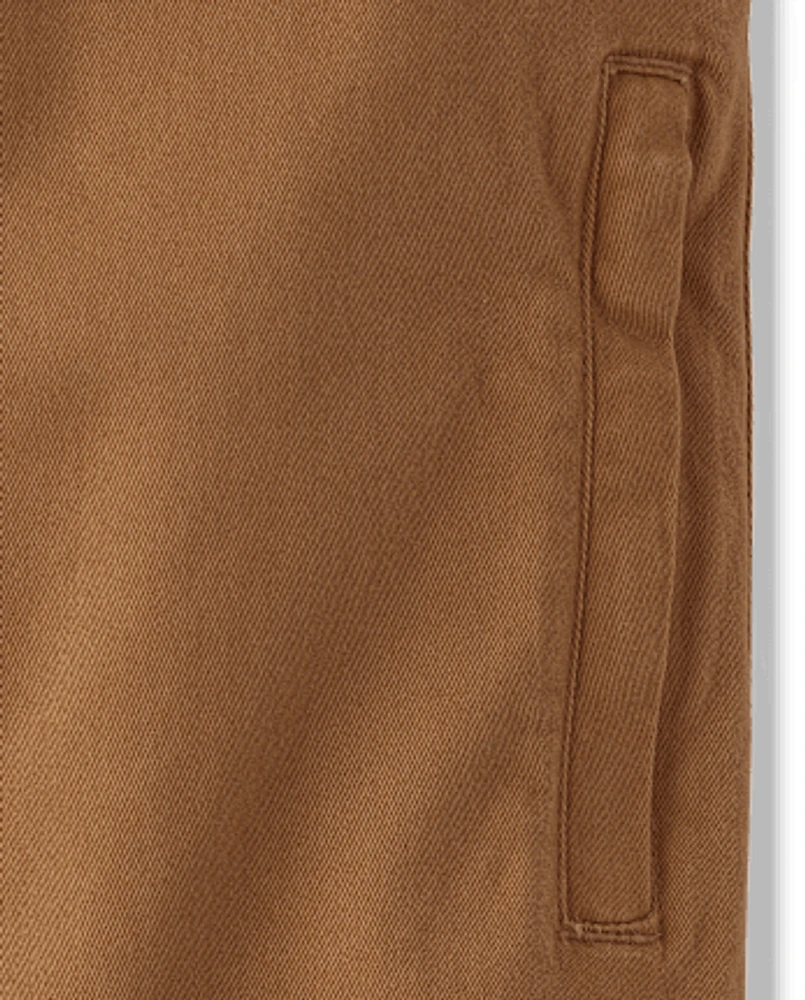 Boys Stretch Roll Cuff Pull On Chino Pants