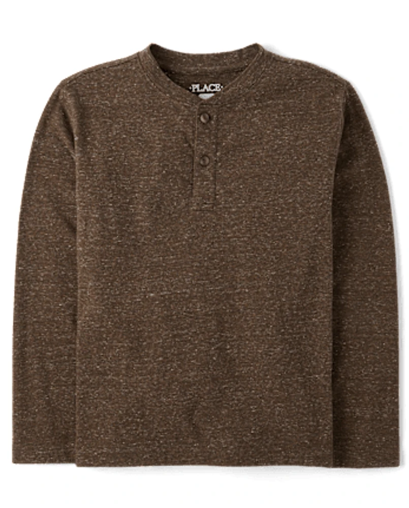 Boys Marled Henley Top