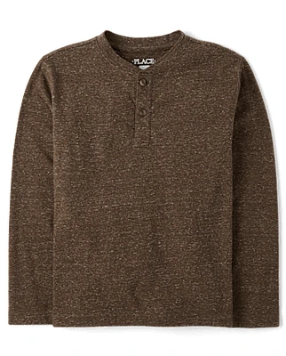 Boys Marled Henley Top