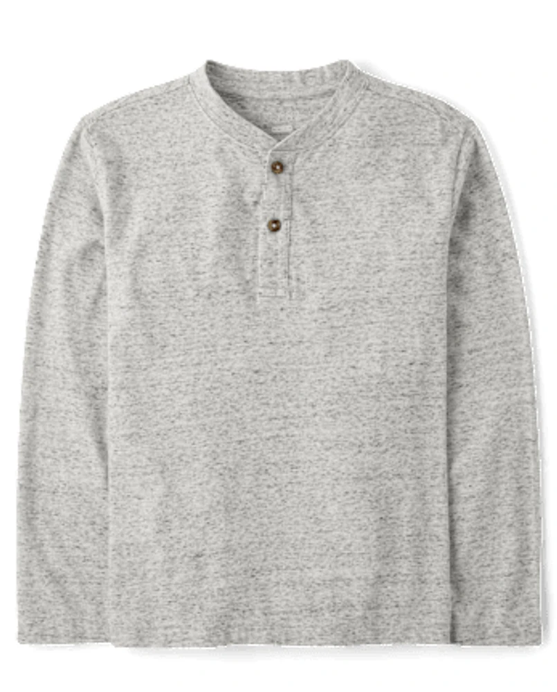 Boys Marled Henley Top