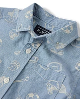 Baby And Toddler Boys Sports Poplin Button Up Shirt
