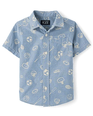 Baby And Toddler Boys Sports Poplin Button Up Shirt