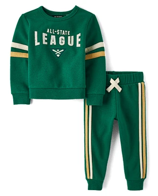 Baby And Toddler Boys Applique Varsity Premium Fleece 2-Piece Outfit Set
