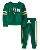 Baby And Toddler Boys Applique Varsity Premium Fleece 2-Piece Outfit Set