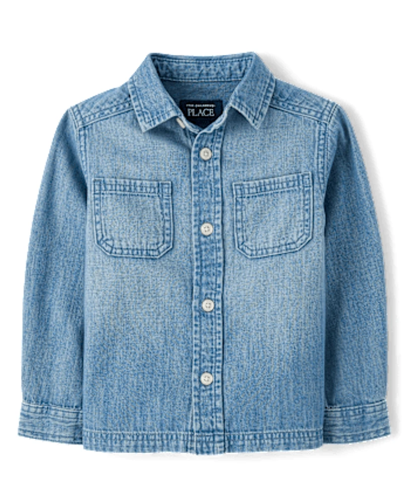 Baby And Toddler Chambray Utility Button Up Shirt