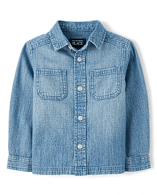 Baby And Toddler Chambray Utility Button Up Shirt
