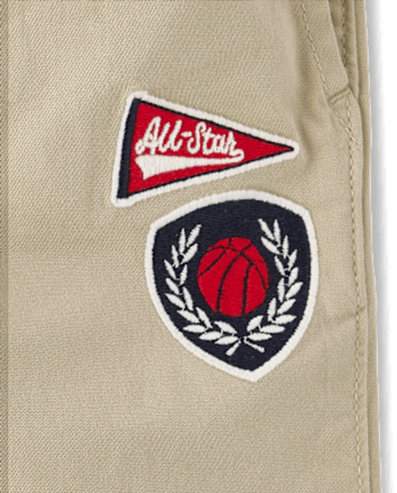 Baby And Toddler Embroidered Varsity Pull On Jogger Pants