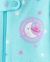 Baby And Toddler Girls Space Snug Fit Cotton Footed One Piece Pajamas 2-Pack