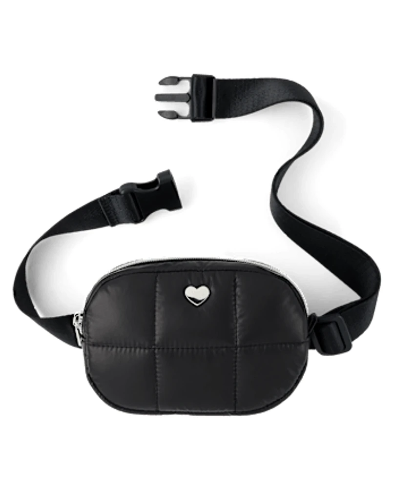Girls Quilted Heart Belt Bag