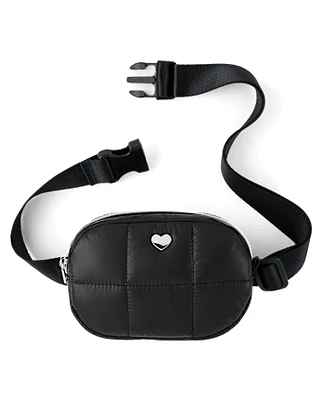 Girls Quilted Heart Belt Bag