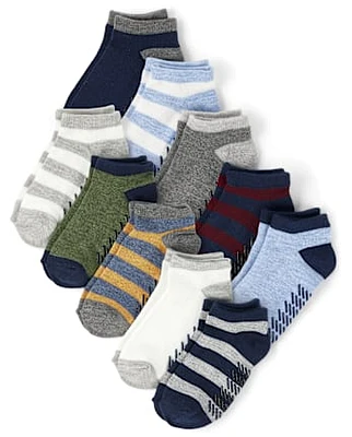 Toddler Boys Striped Ankle Socks 10-Pack
