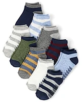 Toddler Boys Striped Ankle Socks 10-Pack