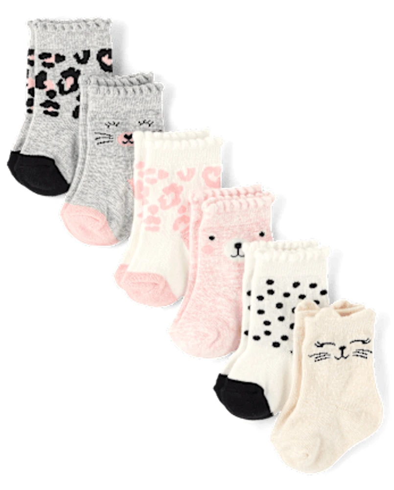 Baby Girls Cat Midi Socks 6-Pack