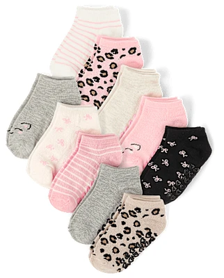 Toddler Girls Cat Ankle Socks 10-Pack