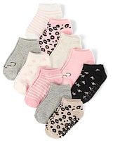 Toddler Girls Cat Ankle Socks 10-Pack
