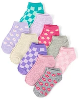 Girls Floral Ankle Socks 10-Pack