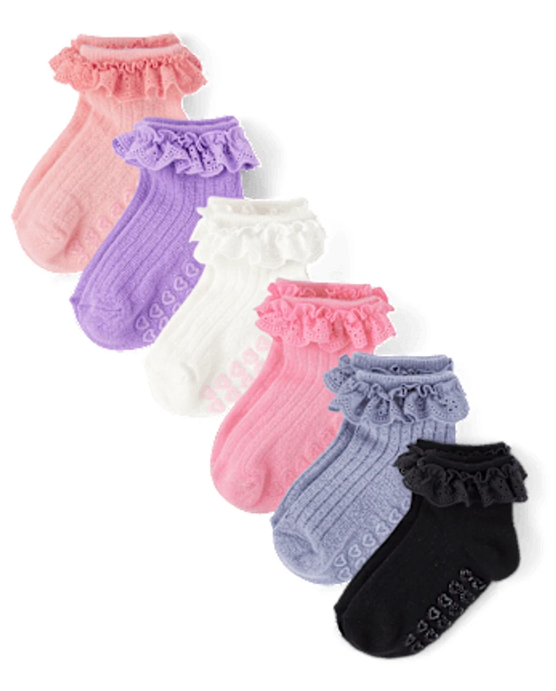 Toddler Girls Ruffle Eyelet Midi Socks 6-Pack