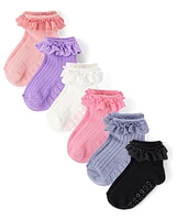 Toddler Girls Ruffle Eyelet Midi Socks 6-Pack