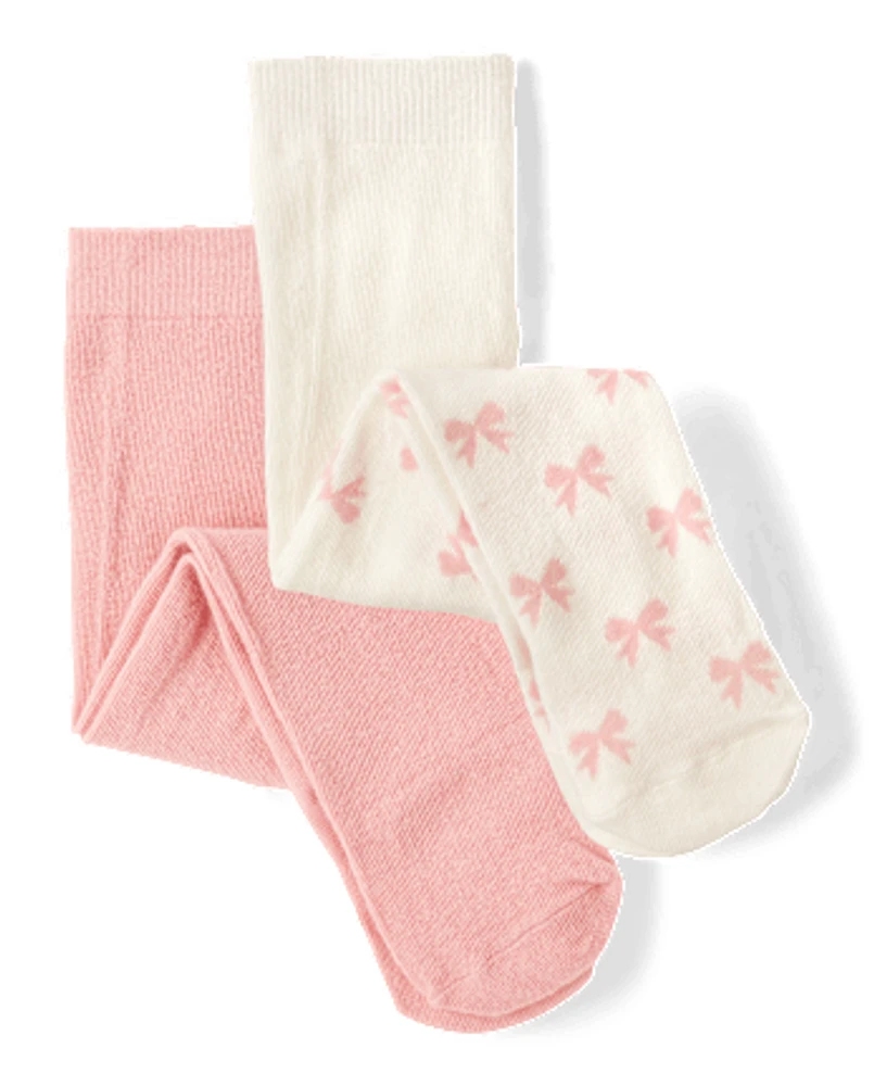 Baby Girls Bow Tights 2-Pack