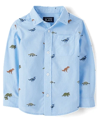 Baby And Toddler Boys Dino Button Up Shirt
