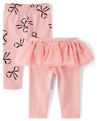 Baby Girls Bow Tutu Leggings 2-Pack