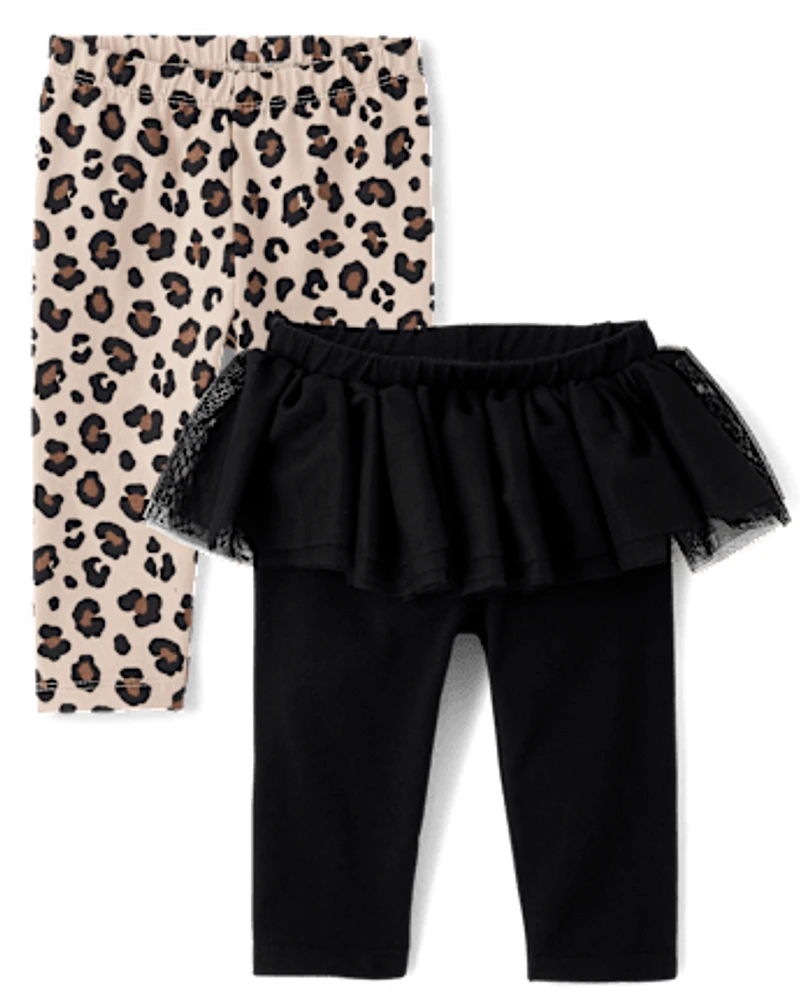 Baby Girls Leopard Tutu Leggings 2-Pack
