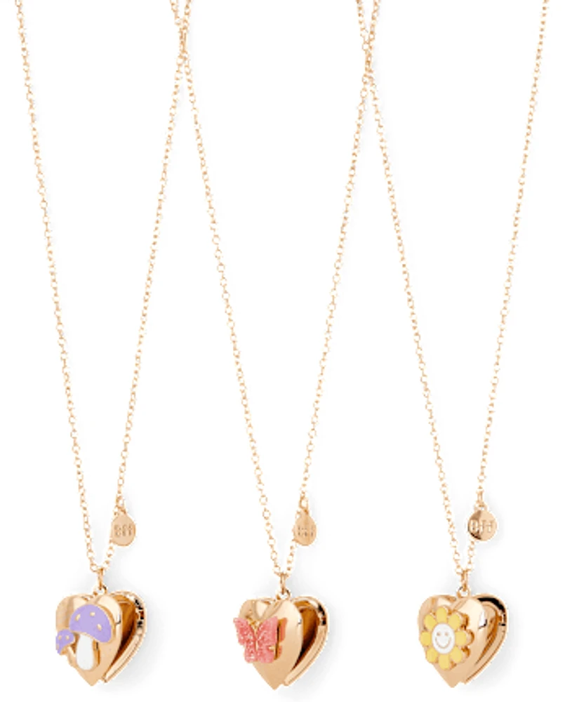 Girls Butterfly BFF Locket Necklace 3-Pack