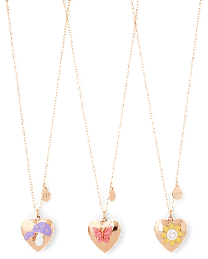 Girls Butterfly BFF Locket Necklace 3-Pack