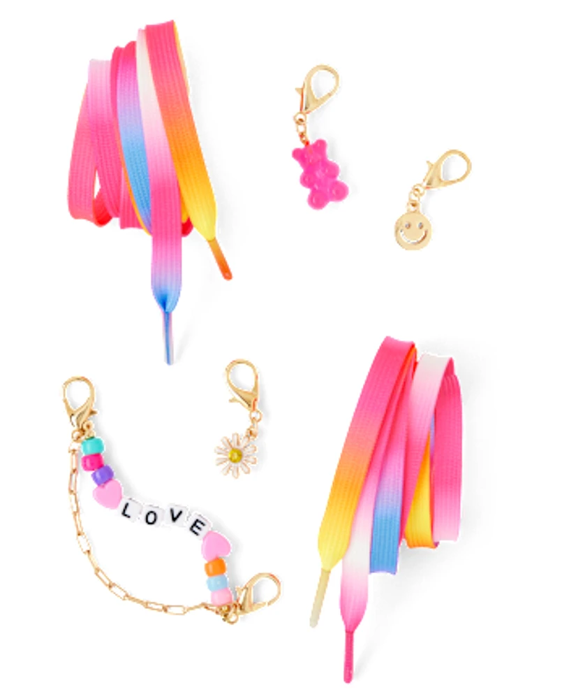 Girls Love Shoelace Charm 7-Piece Set