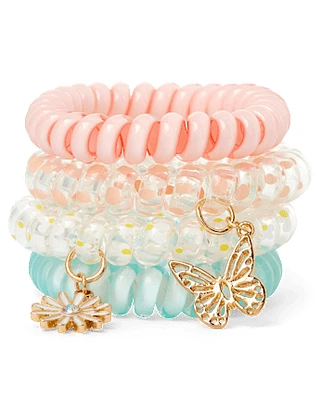 Girls Butterfly Coil Bracelet 4-Pack
