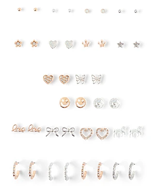 Girls Heart Earrings 20-Pack