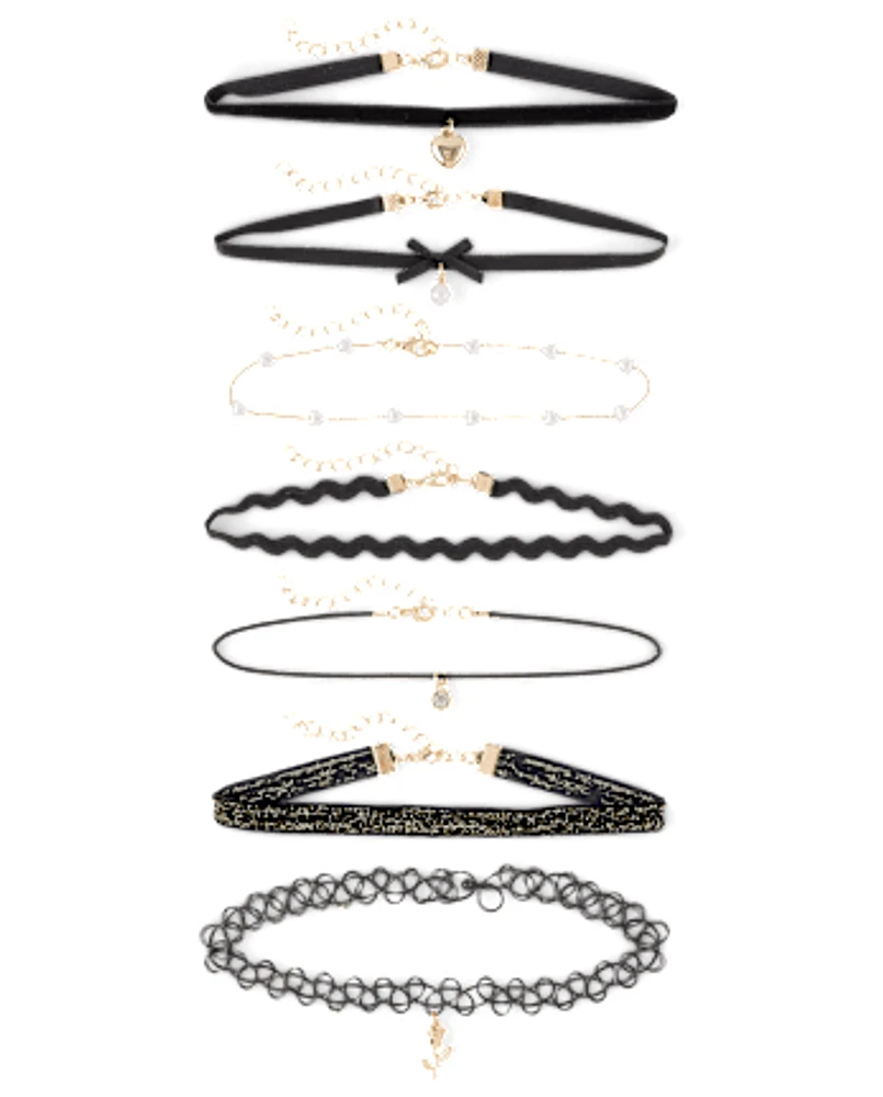Girls Bow Choker Necklace 7-Pack