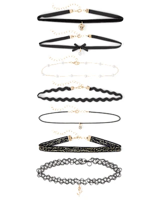 Girls Bow Choker Necklace 7-Pack