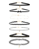 Girls Bow Choker Necklace 7-Pack