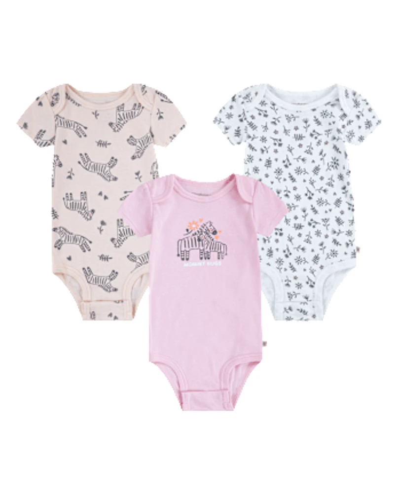 Baby Girls Huggies Zebra Bodysuit 3-Pack