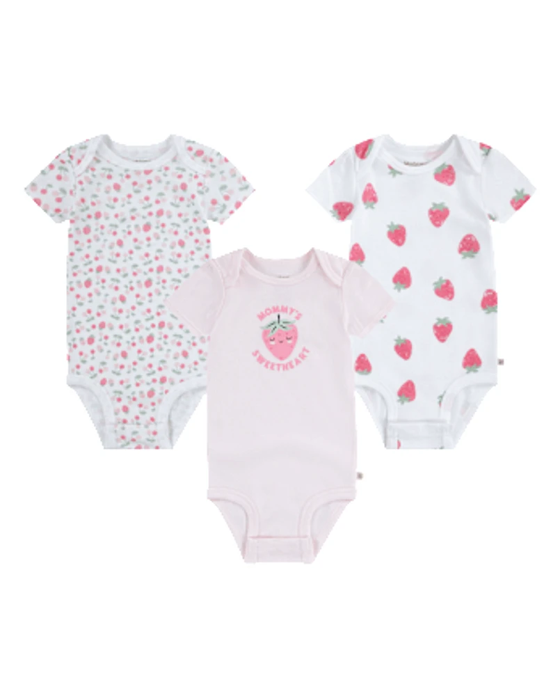 Baby Girls Huggies Strawberry Bodysuit 3-Pack
