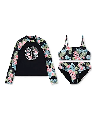 Girls Hurley Tropical 3-Piece Swimsuit