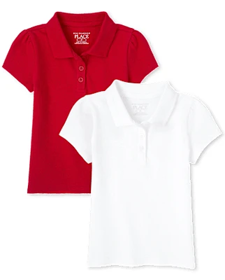 Toddler Girls Uniform Pique Polo 2-Pack
