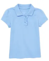 Toddler Girls Uniform Ruffle Pique Polo 4-Pack