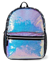 Girls Holographic Flip Sequin Backpack